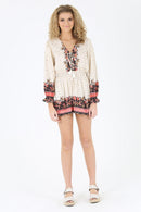 Lace Up Printed Romper