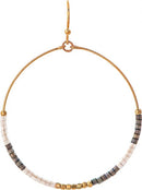 Gold Grey Beaded Circle Earring