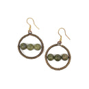 Wire Wrapped Unakite Stone Earrings