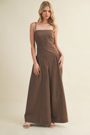 Square Neck Seamed Wide-Leg Jumpsuit