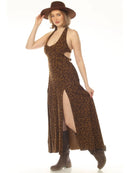Leaf Print Tie Back Maki Dress