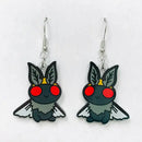 Acrylic Cute Cryptid Red Eyed Mothman Earrings