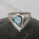 Sterling Silver Spotted Triangle Ring - Labradorite