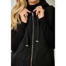 Quilted Puffer Long Hoodie Vest