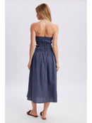 Plaid Tupe Top and Skirt Set- Navy/White