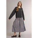 Oversized Boatneck Knit Pullover Sweater - Charcoal