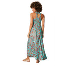 Long Sleeveless Summer Dress - Turquoise & Orange