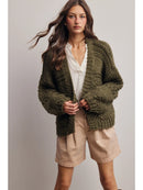 Handmade Chunky Knit Cardigan- Green Olive