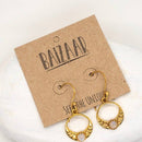 Brass Crescent Moonstone Earring