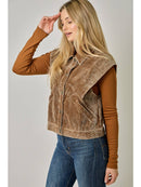 Oversized Washed Corduroy Vest - Washed Cocoa