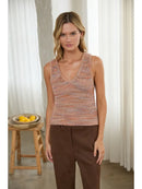Multicolored Yarn Sleeveless V-Neck Sweater Vest