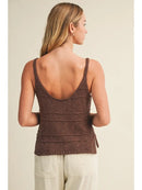 Tiered Textured Button-Front Sweater Knit Cami