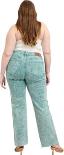 Judy Blue - High Waisted Garment Dyed Raw Hem Dad Jean