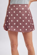 Polka Dot Satin Mini Skort