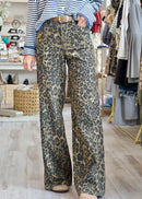 High Waisted Retro Wide Leopard Print