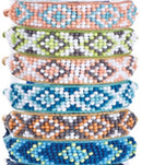 Mini Seed Bead Pattern Adjustable Slide-Knot Bracelet Assorted