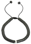 Hematite With Silver Bead Adjustable Bracelet