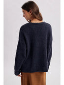 Soft Button Front Sweater Cardigan - Navy