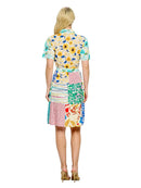 Ruffled Belted Patchwork Floral Dress