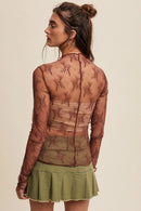 Sheer Lace Long-Sleeve Top