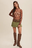 Sheer Lace Long-Sleeve Top