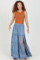 Maxi skirt with eyelets