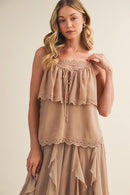 Delicate Lace Inset Tiered Camisole