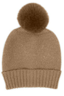Solid Knit Beanie with Faux Fur Pom Pom