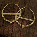 Large Brass Half Moon Spotted Hoop Earrings.
