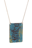Long Rectangle Patina Necklace
