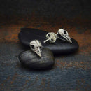 Sparrow Skull Post Earrings 12x7mm - Sterling Silver