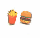 Burger and Fries Wood Stud Earrings