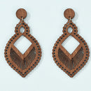 Lightweight Wood Lazer-cut Arabesque Wood Post Earrings