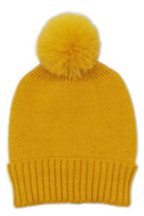 Solid Knit Beanie with Faux Fur Pom Pom