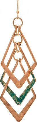 Gold Patina Three Links Ellipse Earring