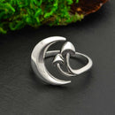 Moon and Mushroom Adjustable Ring - Sterling Silver