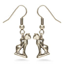 Bastet Cat Earrings - Antiqued Silver