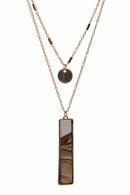 Double Chain with Stone Rectangle Necklace