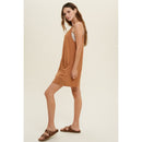 Terracotta Slub Romper with Pockets