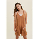 Terracotta Slub Romper with Pockets