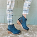 Savina Wedge Bootie Denim